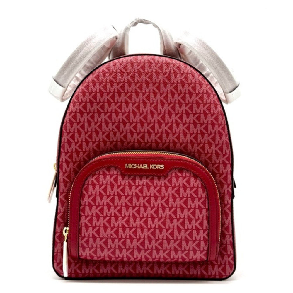 Michael Kors Jaycee Medium Signature Logo Backpack Cherry